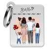 Familietag (moeder + vader + 1-4 kinderen) - gepersonaliseerde sleutelhanger