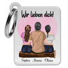 Mother and 2 Daughters Sitting - Personalized Keychain