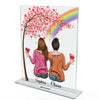 Beste Freundinnen Duo Baum mit Regenbogen - Personalisiertes Acrylglas