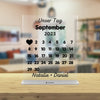Personlig kalenderdato med hjerte og navn - Personligt akrylglas