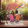 Beste Freundinnen Duo Baum mit Regenbogen - Personalisiertes Acrylglas