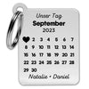 Personalized calendar date with heart and name - Personalized key ring