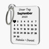 Personalized calendar date with heart and name - Personalized key ring