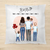 Family cushion (mother + father + 1-4 children) - Personalized cushion