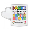 Danke für die kunterbunte Zeit (für Erzieherin, Kita, Tagesmutter, Abschied) - Personalisierte Tasse