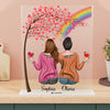 Beste Freundinnen Duo Baum mit Regenbogen - Personalisiertes Acrylglas