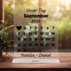 Personalisierter Kalender Datum mit Herz und Namen - Personalisiertes Acrylglas