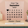 Gepersonaliseerde kalender datum met hart en naam - Gepersonaliseerd acrylglas