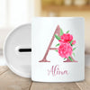 Money box with letter and name pink - Personalized money box