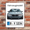 Auto Kennzeichen KFZ mit Fahrzeugbild Geschenk für Autoliebhaber - Personalisiertes Türschild