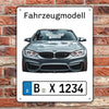 Auto Kennzeichen KFZ mit Fahrzeugbild Geschenk für Autoliebhaber - Personalisiertes Türschild