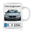 Auto Kennzeichen KFZ mit Fahrzeugbild Geschenk für Autoliebhaber 2 - Personalisierte Tasse