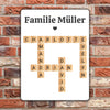 Familien Kreuzworträtsel-Puzzle Bild Geschenk - Personalisiertes Türschild