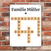 Familien Kreuzworträtsel-Puzzle Bild Geschenk - Personalisiertes Türschild