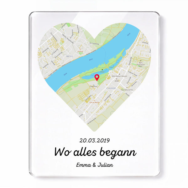 Personalisierte Karte mit Text für Paare Wo alles begann - Personalisierter Magnet