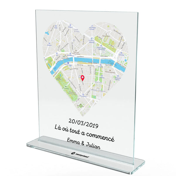 Carte personnalisée avec texte sur acrylique - Là où tout a commencé | Plaque acrylique personnalisée - Personalisiertes Acrylglas