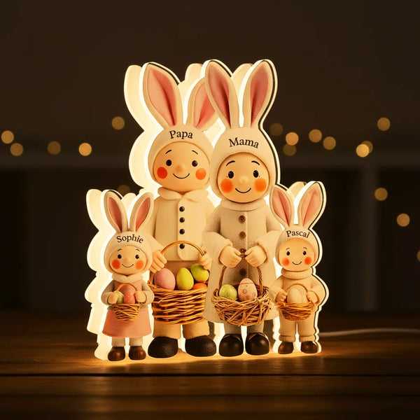 Ostern Familienmitglieder mit 1-8 Personen - Personalisiertes Premium LED Nachtlicht Leuchtbox
