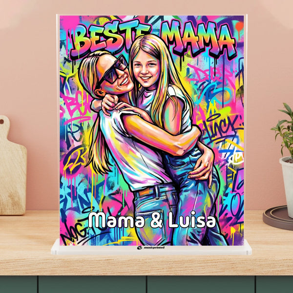 Streetart Bild mit Namen zum Muttertag Geschenk - Personalisiertes Acrylglas