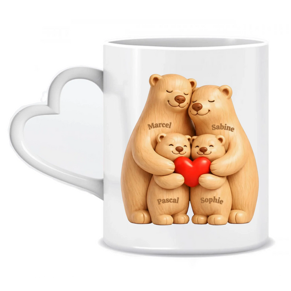 Bärenfamilie mit 2-7 Personen - Personalisierte Tasse