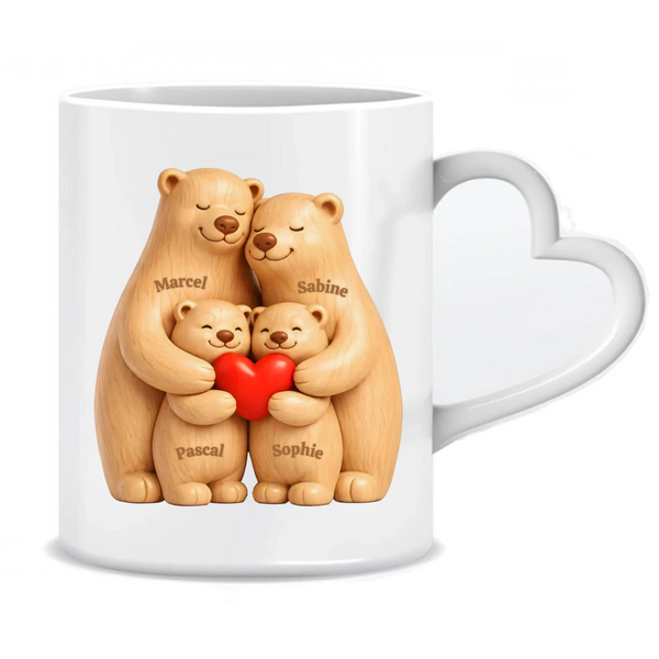 Bärenfamilie mit 2-7 Personen - Personalisierte Tasse