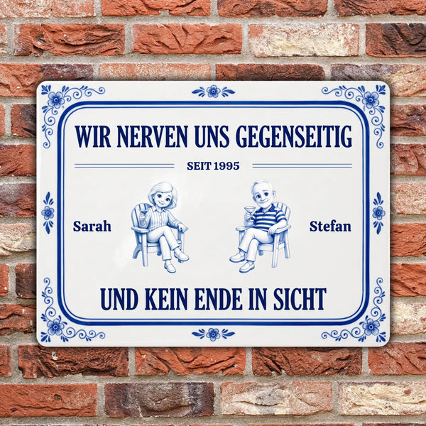 Wir Nerven Uns Gegenseitig Geschenk für Pärchen Garten - Personalisiertes Türschild