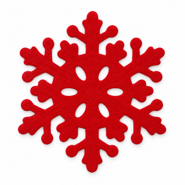 4er-Set Filz-Untersetzer „Schneeflocke“ rot, 10 x 10 cm Aufsteller
