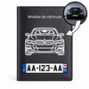 Étui pour carte grise personnalisé, avec la plaque d'immatriculation et une photo de votre propre voiture.