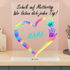 Großes Herz mit Mini-Symbolen (1-10 Kinder) - Personalisiertes Acrylglas Muttertag / Vatertag