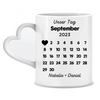 Personalized calendar date with heart and name - Personalized mug