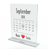Personlig kalender i akrylglas med dato og tekst