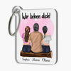 Mother & 2 Daughters Sitting - Personalized Keychain