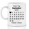 Personlig kalender med datum, hjärta och namn - Personlig mugg